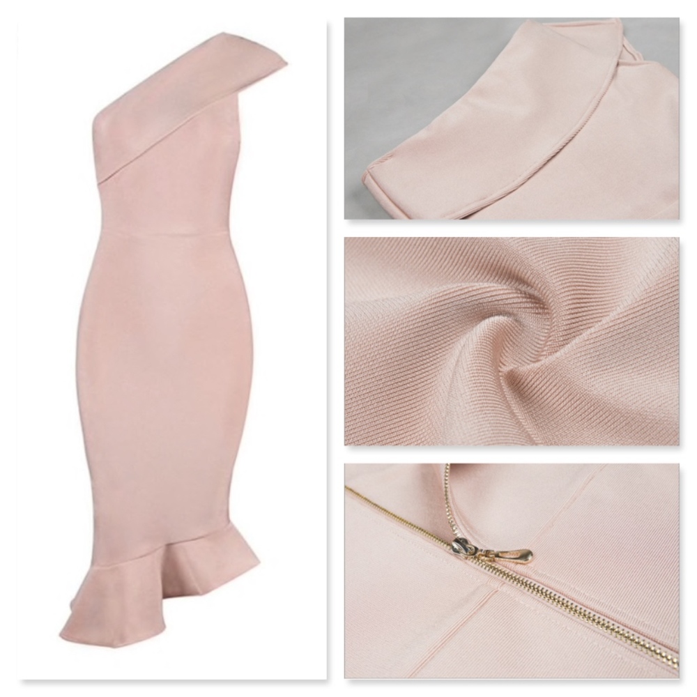 Bandage Asymmetrical Midi Dress Blush/Nude - Picture 8 of 16
